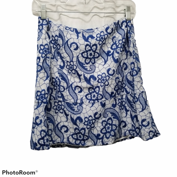 Mono B Cobalt Blue Embroidered Skirt Size Large - Picture 2 of 6